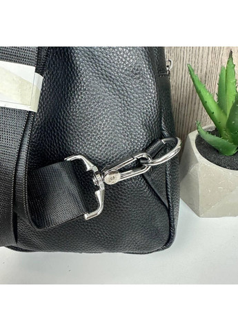 Мужская бананка из натуральной кожи черная стильная сумка для повседневного использования сумка-слинг ProDobro (363221124)