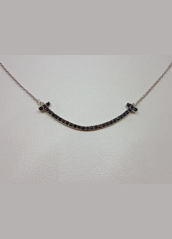 Серебряное колье с фианитами. 908-01011 Черный Qvaliz (317414487)