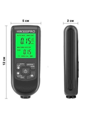 Товщиномір фарби цифрової HW-300 Pro 0 - 2000 мкм Fe та Nfe Чорний (RE050736) Icar (349844566)