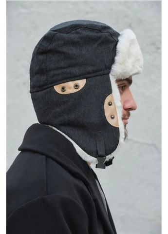 Чоловіча зимова шапка-ушанка чорна, тепла акрилова з штучним хутром усередині, стильна зручна шапка для холодної погоди No Brand (365280066)