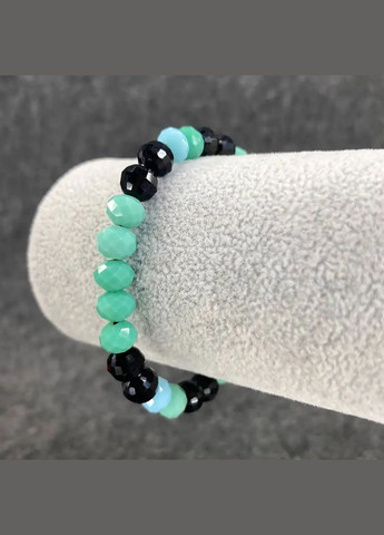 Браслет "чешское стекло" вставки цвета морской волны гранённая бусина 8мм на резинке обхват 17-18 см No Brand браслет (301086694)