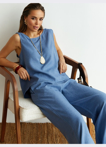 брючний костюм синього кольору з блузкою Dressa (330528414)