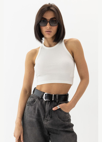 Женская майка-топ в рубчик из эластичного трикотажа - черный цвет Lurex — 330988820