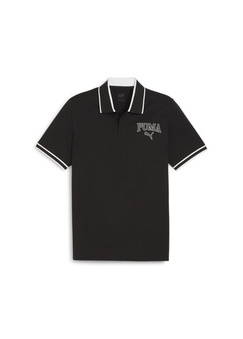 Черная футболка-поло squad men's polo для мужчин Puma однотонная