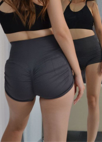 Шорти з високою талією у рубчик з ефектом пуш ап сірі (70163) FitFiesta (338379175)