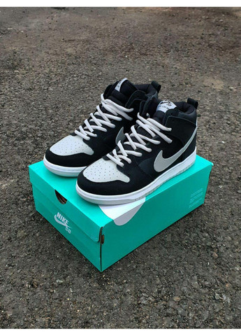 Серые демисезонные кроссовки мужские nike sb dunk high black grey найк сб данк No Brand