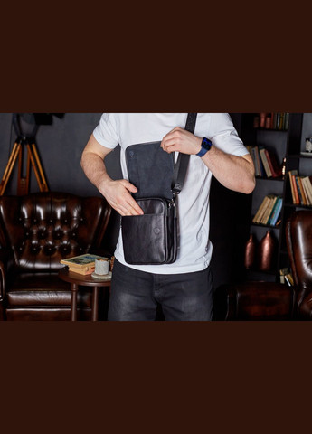 Сумка с клапаном через плече шкіряна чорна TD-20033 Tiding Bag (359380758)