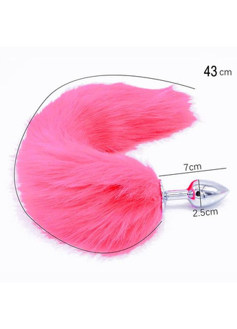 Анальная пробка с пушистым розовым хвостом 43 см искусственный мех диаметр 2.5 см China (317747392)