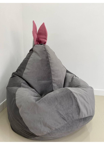 Кресло - мешок груша Зайка, XXL - 140х100 Florida Dark Grey+Багира 14944(ушки) SkyPuff (361258287)