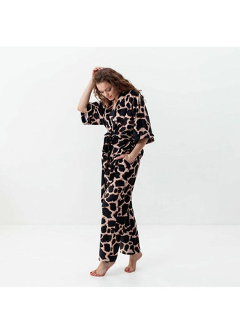 Комбинированная всесезон комплект женский из плюшевого велюра штаны и халат стильный жираф 3410_xl 15926 xl FlexDress