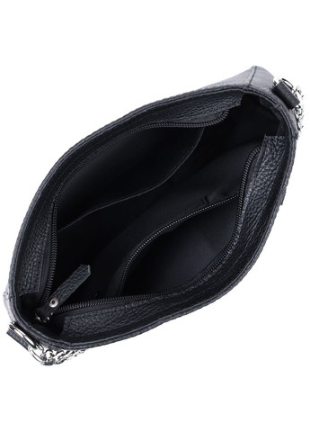 Женская сумка багет с цепочкой и съемным ремешком из зернистой натуральной кожи 22837 Черная Shvigel (331912850)