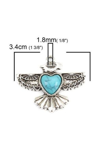 Підвіски металеві Кулон овал квітка Античне срібло бірюза 34 мм x 29 мм Finding (316251551)