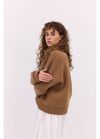 Коричневий жіночий утеплений світшот з принтом на спині Arjen (361314436)