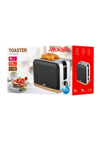 Тостер TF420BWD, 800Вт, металл, 2 слота, черный Ardesto (315349976)