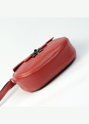 Красная маленькая овальная кожаная сумка кросс боди через плечо на замочке Serebro (306642370)