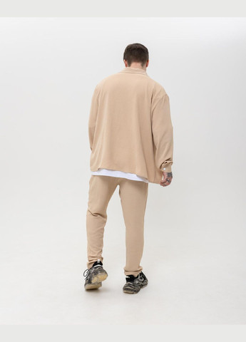 Бежевий демісезонний костюм чоловічий сорочка-штани з сорочкою, брючний No Brand