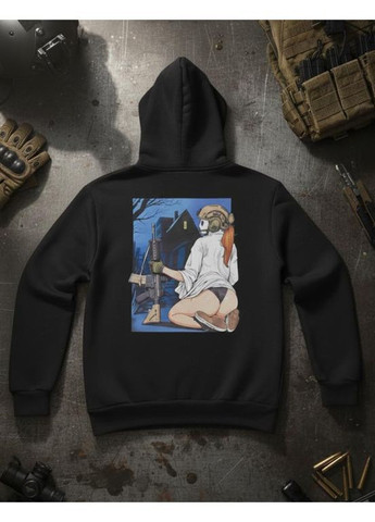 Армейское мужское худи на флисе Девушка черное Freedom (365731152)