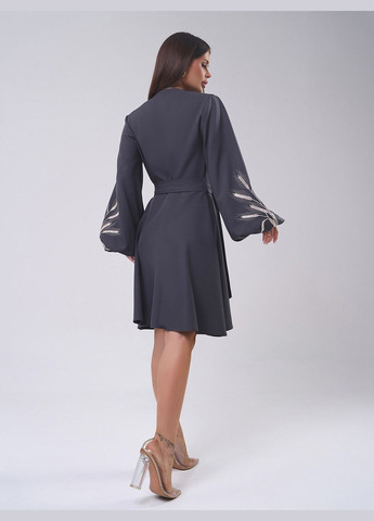 Темно-серое повседневный платья на запах ISSA PLUS однотонное
