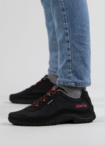 Черные демисезонные кроссовки мужские с прошитой подошвой черные (ua 402) Kindzer