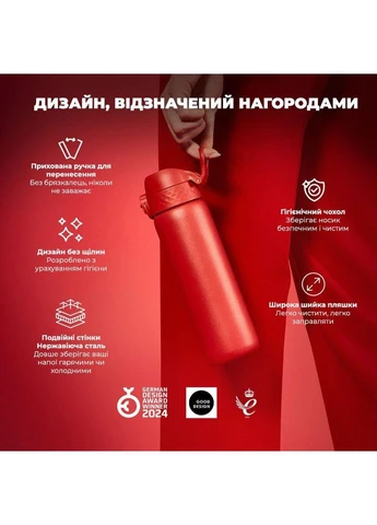 Пляшка для води металева вакуумна 500 мл. Vacuum Insulated, Red ION8 (396800480)