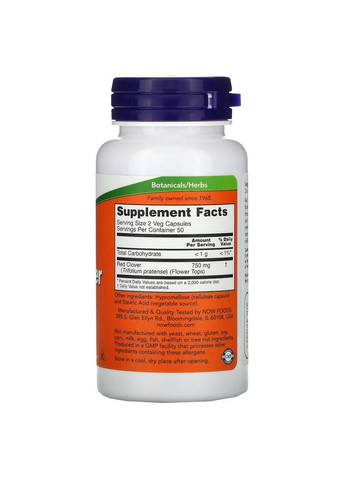 Натуральна добавка Red Clover 375 mg, 100 вегакапсул Now (293420584)