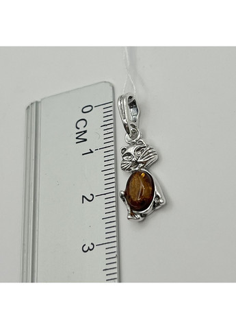 Кулон срібний з бурштином "Котик" 1,4 г No Brand (369737575)