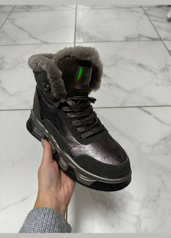 Черные осенние обувь кроссовок зима натурал мех ж черный кожа/замш 102-66011 Lifexpert