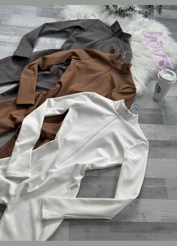 Теплий флісовий комбінезон в рубчик Vakko комбінезон-брюки однотонний молочний спортивний, повсякденний, кежуал трикотаж з начосом