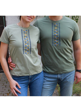 вышитая мужская хаки, украинская национальная футболка, украинская футболка флаг, 54 хлопок (301065398)