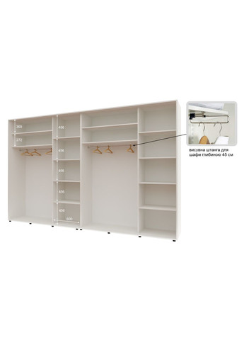 Шкаф-купе четырехдверный Комфорт Мебель 380*45*240 см Белый ДСП + Зеркало + Зеркало + ДСП Стандарт Комфорт Меблі (360433838)