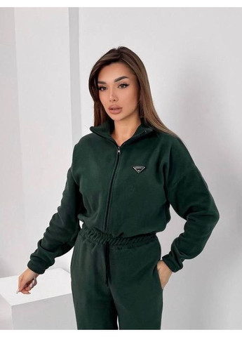 Женский флисовый комбинезон FINO Mode комбинезон-брюки изумрудный спортивный, повседневный, вечерний, кэжуал флис