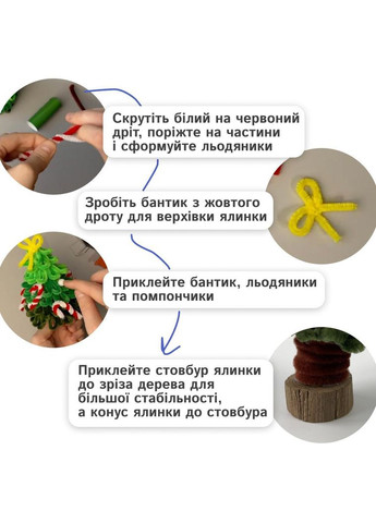 Набір для творчості Новорічна ялинка з синельного дроту для дітей (DIY набір) No Brand (364502664)
