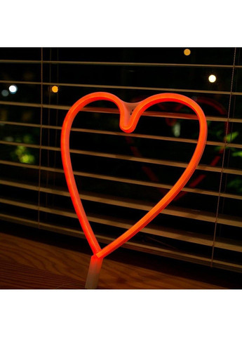 Настенный неоновый светильник "Сердце" красный на батарейках/USB 25.5*28см Smarti (371330782)
