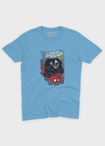 Блакитна демісезонна футболка для дівчинки з принтом супергероя - людина-павук (ts001-1-lbl-006-014-052-g) Modno