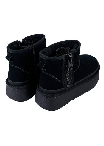 Угги женские замшевые на платформе молния черные 290-1 No Brand (301007375)