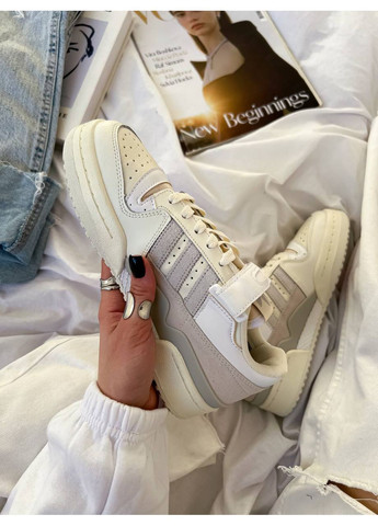 Білі Осінні кросівки чоловічі і жіночі adidas forum 84 beige white grey | адідас форум 84 бежеві білі сірі No Brand