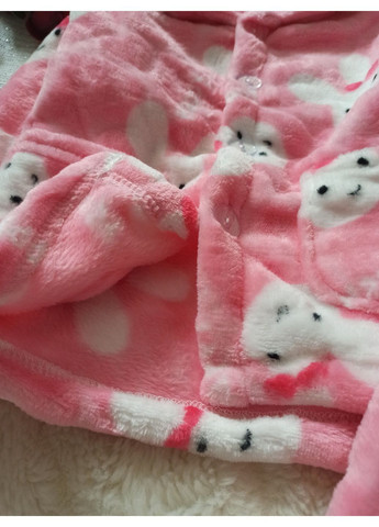 Рожева зимня піжама тепла махрова дитяча кофта + брюки No Brand Піжама