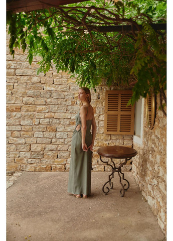 Фісташкова сукня льон "з вирізом на талії" сукня-комбінація Merge