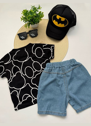 Комбінований літній костюм на літо хлопчику xiaohu taige чорна футболка 10477 No Brand