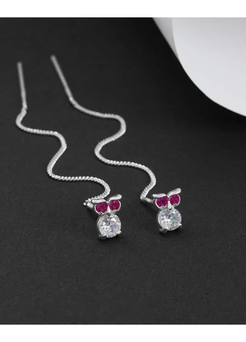 Серебряные серьги протяжки "Сова" красные глаза (2488/1) IRISTA (383367616)