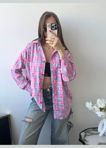 Розовая повседневный рубашка в клетку No Brand