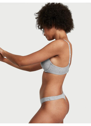Трусики-стринги женские хлопковые Stretch Cotton High-Leg Scoop серые L Victoria's Secret (316659398)