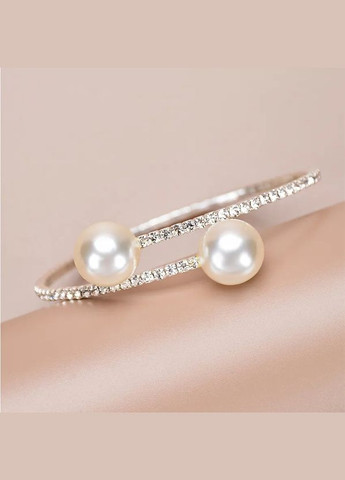 Жіночий регульований браслет з сяючим камінням та двома перлинами колір сріблястий Xuping Jewelry (358204306)
