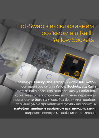 Клавіатура One 3 Cherry MX Blue RGB UA USB White (DKON2108ST-CUAPXPWWWSC1) Ducky (336957716)