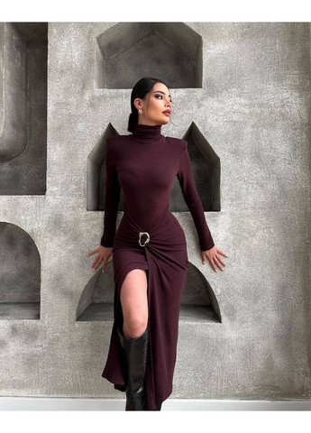 Бордова повсякденний, вечірня, ділова, кежуал жіноча сукня силуетна No Brand однотонна