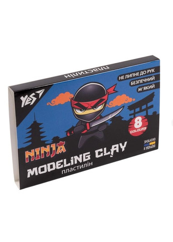 Пластилін Ninja 8 кольорів 160 г 540630 в коробці (4823095406306) Yes (292707773)
