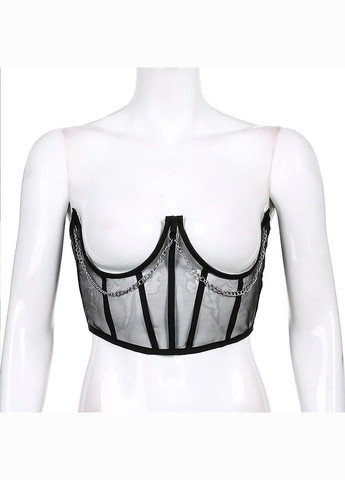 Корсет поясной женский с кружевом черный с цепочкой на шнуровке No Brand (328262723)