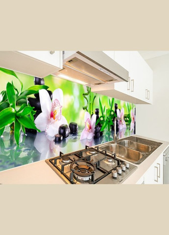 Кухонна панель на стіну жорстка орхідеї і бамбук, з двостороннім скотчем 62 х 305 см, 1,2 мм Декоинт (278287916)