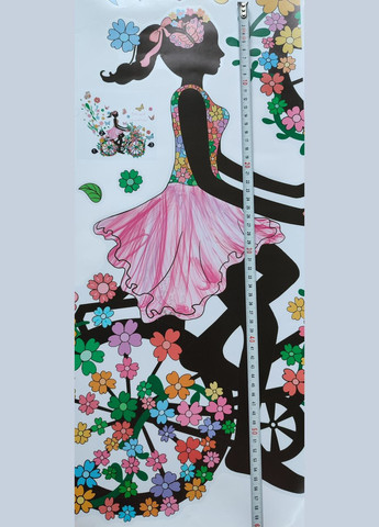 Наклейки в салон краси Дівчина на велосипеді в рожевій сукні (лист 60 х 90 см) Б231-3 No Brand (302242017)