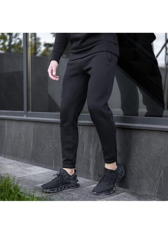 Чоловічі зимні штани Джоггери тринитка на флісі чорні No Brand (355464321)